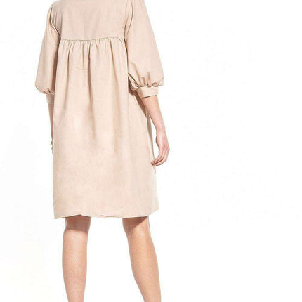 Elegant Cotton Midi Dress with Chic Buffet Sleeves - Très Elite