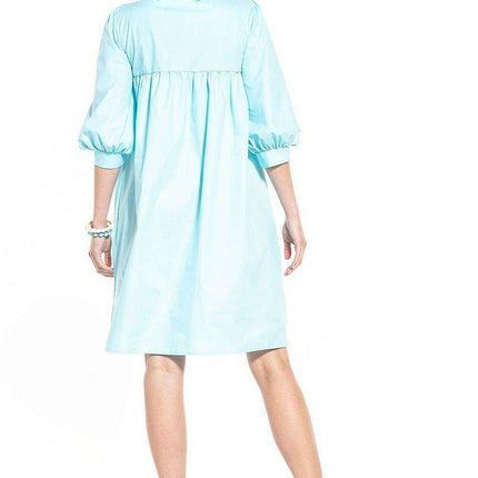 Elegant Cotton Midi Dress with Chic Buffet Sleeves - Très Elite