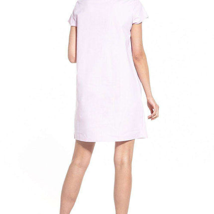 Elegant Cotton Mini Dress with Boat Neck and Trendy Details - Très Elite