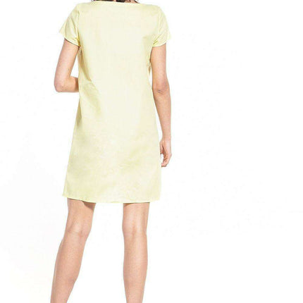 Elegant Cotton Mini Dress with Boat Neck and Trendy Details - Très Elite