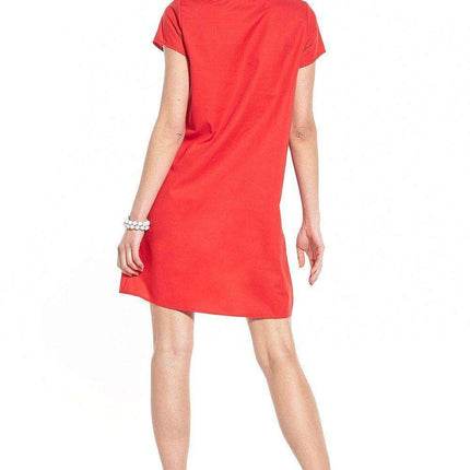 Elegant Cotton Mini Dress with Boat Neck and Trendy Details - Très Elite