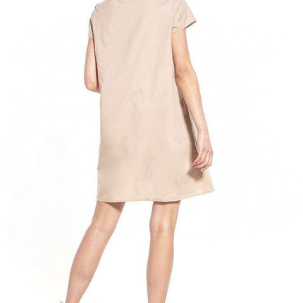 Elegant Cotton Mini Dress with Boat Neck and Trendy Details - Très Elite