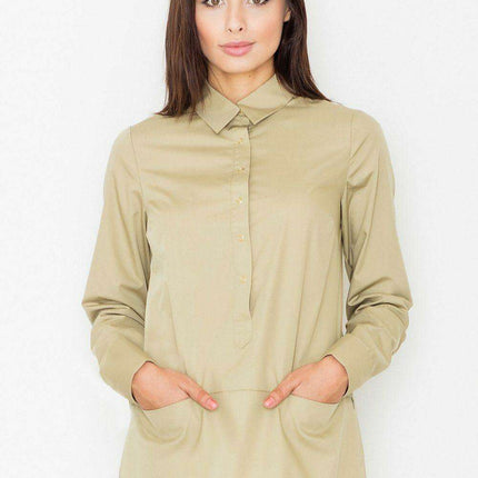 Elegant Cotton-Poly Blend Button-Up Blouse for Every Occasion