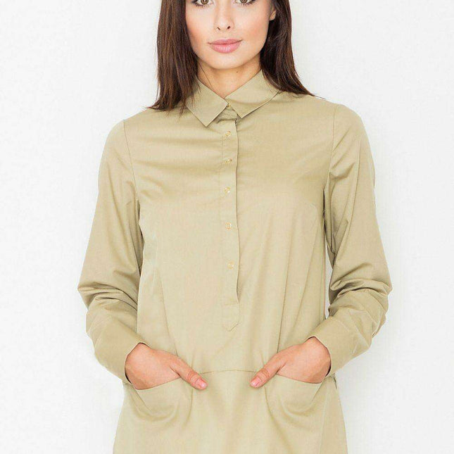 Elegant Cotton-Poly Blend Button-Up Blouse for Every Occasion