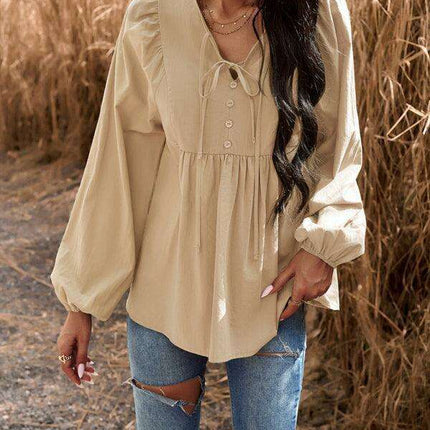 Elegant Cotton V-neck Blouse: A Fusion of Style and Comfort - Très Elite