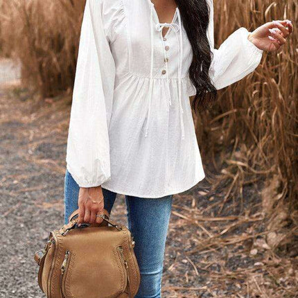 Elegant Cotton V-neck Blouse: A Fusion of Style and Comfort - Très Elite