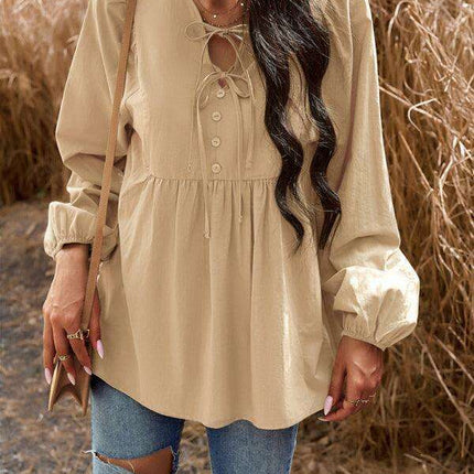 Elegant Cotton V-neck Blouse: A Fusion of Style and Comfort