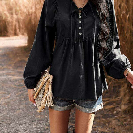 Elegant Cotton V-neck Blouse: A Fusion of Style and Comfort - Très Elite