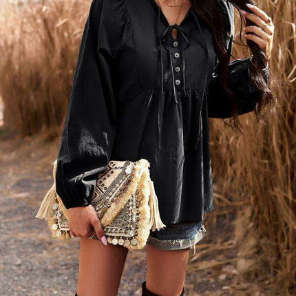 Elegant Cotton V-neck Blouse: A Fusion of Style and Comfort - Très Elite