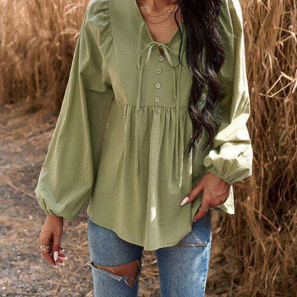 Elegant Cotton V-neck Blouse: A Fusion of Style and Comfort - Très Elite