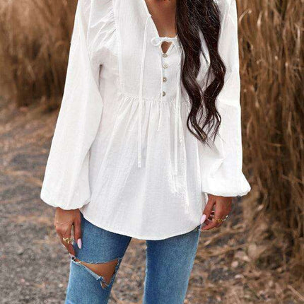 Elegant Cotton V-neck Blouse: A Fusion of Style and Comfort