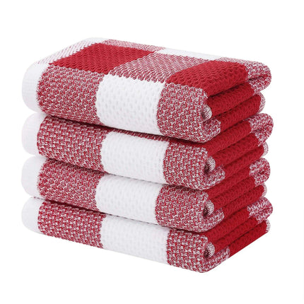 Elegant Cotton Waffle Weave Kitchen Towel and Scrubbing Pad Collection - Très Elite
