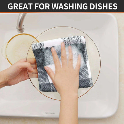 Elegant Cotton Waffle Weave Kitchen Towel and Scrubbing Pad Collection - Très Elite