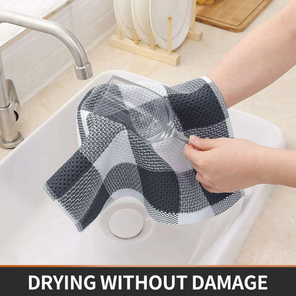 Elegant Cotton Waffle Weave Kitchen Towel and Scrubbing Pad Collection - Très Elite