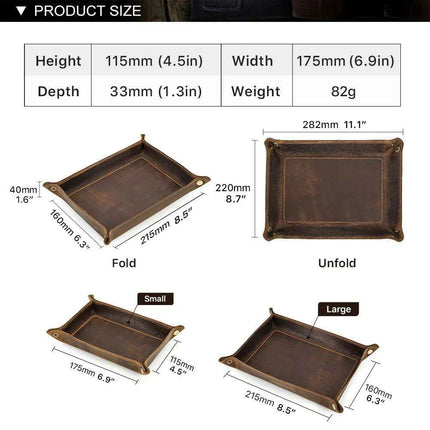Elegant Cowhide Leather Organizer Tray for Keys, Wallets, and Coins: A Stylish Storage Solution - Très Elite