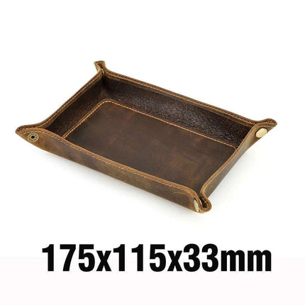Elegant Cowhide Leather Organizer Tray for Keys, Wallets, and Coins: A Stylish Storage Solution - Très Elite