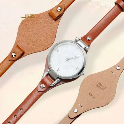 Elegant Cowhide Leather Watch Straps with Rose Steel Buckle - A Luxurious Women's Accessory - Très Elite