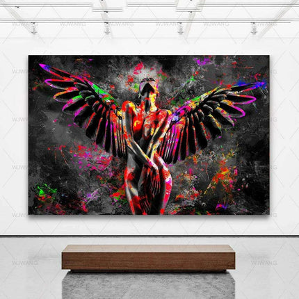Elegant Crimson Muse: Contemporary Abstract Lady Canvas Art - Très Elite