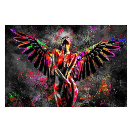 Elegant Crimson Muse: Contemporary Abstract Lady Canvas Art..