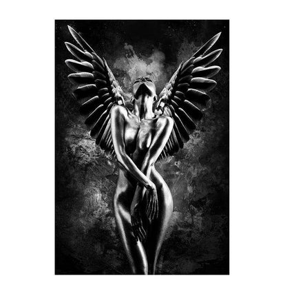 Elegant Crimson Muse: Contemporary Abstract Lady Canvas Art..