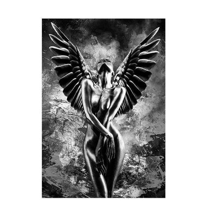 Elegant Crimson Muse: Contemporary Abstract Lady Canvas Art..