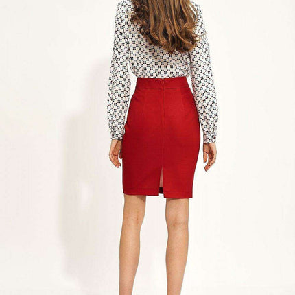 Elegant Crimson Pencil Skirt For Effortless Office Style - Très Elite