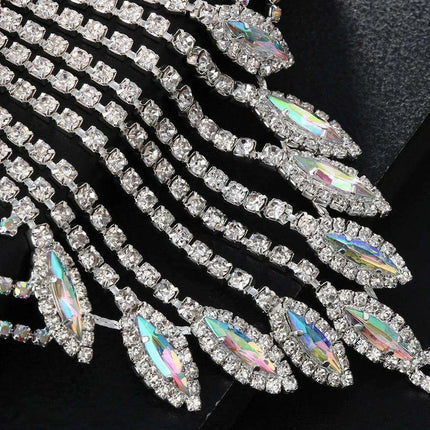 Elegant Crystal Charm Wrap Bracelet and Finger Chain - Bridal Radiance - Très Elite