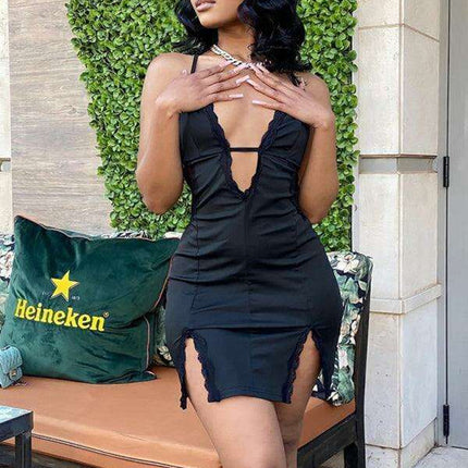 Elegant Curvy Fit Lace-Detail Bodycon Dress - Très Elite