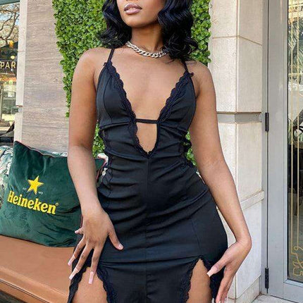 Elegant Curvy Fit Lace-Detail Bodycon Dress - Très Elite