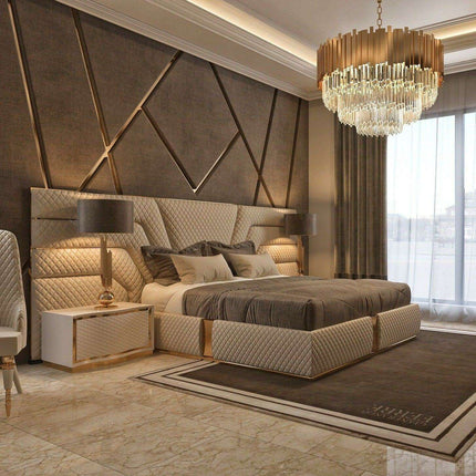 Elegant Customizable Leather King Bed Frame - Modern Luxury Design - Très Elite