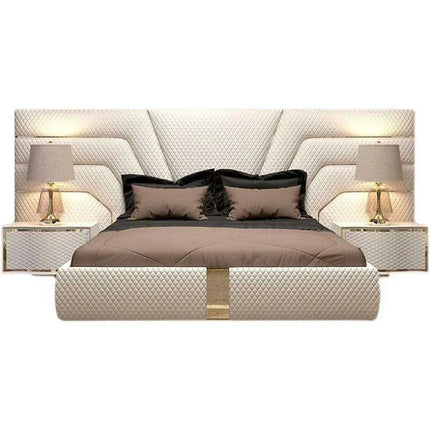 Elegant Customizable Leather King Bed Frame - Modern Luxury Design..