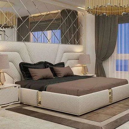 Elegant Customizable Leather King Bed Frame - Modern Luxury Design - Très Elite