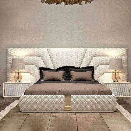 Elegant Customizable Leather King Bed Frame - Modern Luxury Design - Très Elite