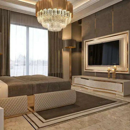 Elegant Customizable Leather King Bed Frame - Modern Luxury Design - Très Elite
