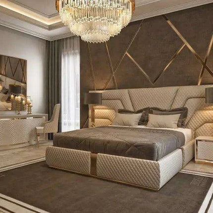 Elegant Customizable Leather King Bed Frame - Modern Luxury Design - Très Elite