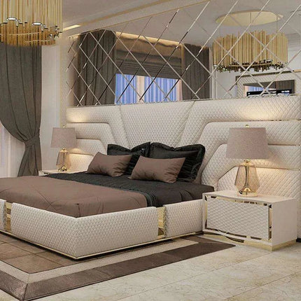 Elegant Customizable Leather King Bed Frame - Modern Luxury Design - Très Elite