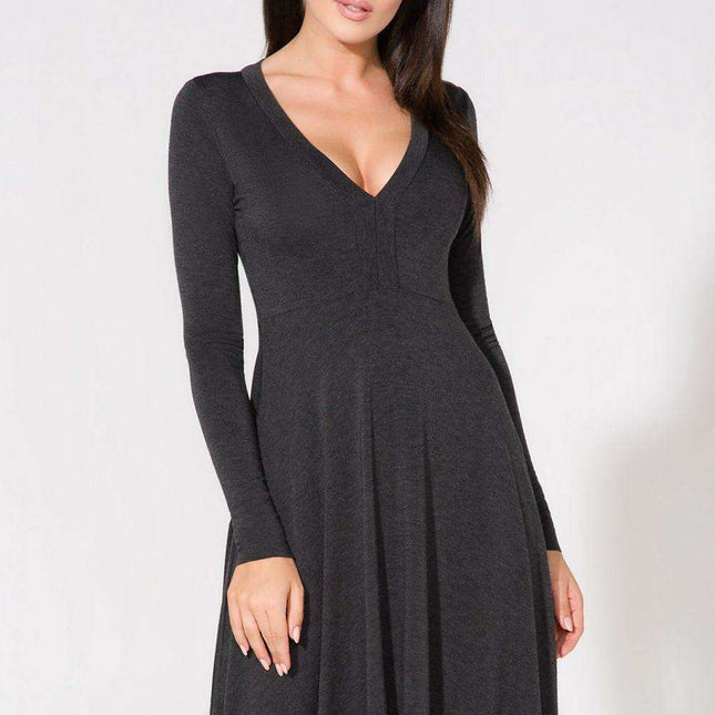 Elegant Deep V-Neck Knit Evening Dress - Tessita 61735 The Ultimate Choice