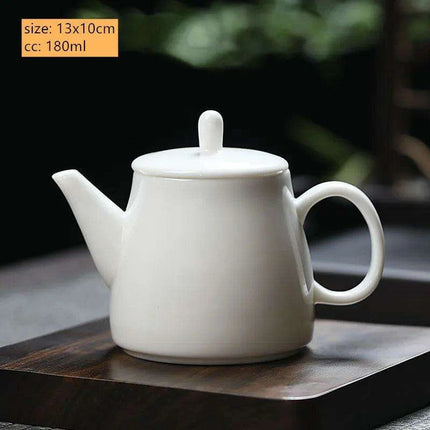 Elegant Dehua White Porcelain Teapot with Built-in Filter - Travel-Friendly Chinese Tea Set for Home and Adventure - Très Elite