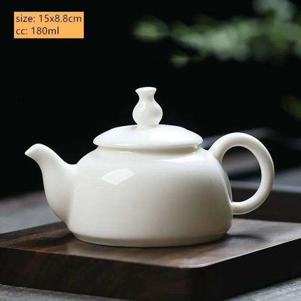 Elegant Dehua White Porcelain Teapot with Built-in Filter - Travel-Friendly Chinese Tea Set for Home and Adventure - Très Elite