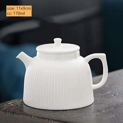 Elegant Dehua White Porcelain Teapot with Built-in Filter - Travel-Friendly Chinese Tea Set for Home and Adventure - Très Elite