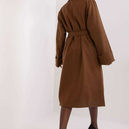 Elegant Double-Breasted Wool Blend Overcoat with Adjustable Belt - Très Elite