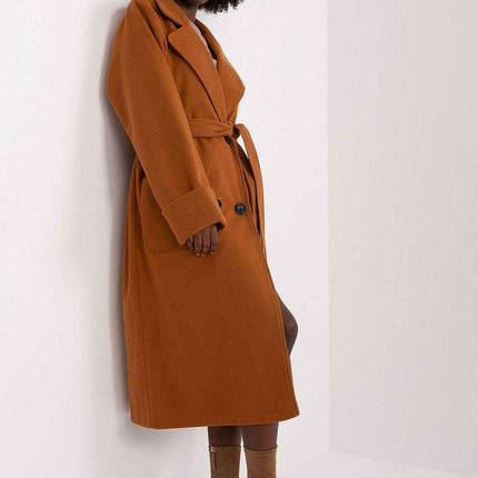 Elegant Double-Breasted Wool Blend Overcoat with Adjustable Belt - Très Elite