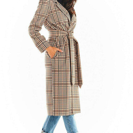 Elegant Double Collar Coat with Belted Waist