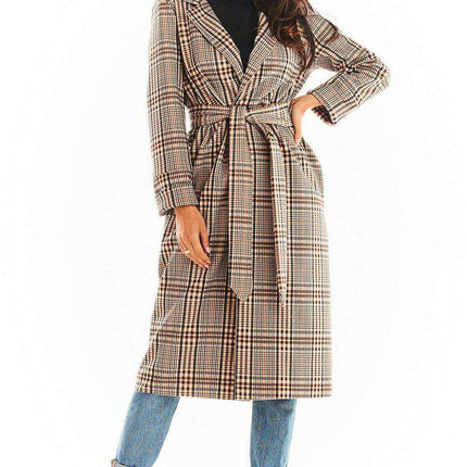 Elegant Double Collar Coat with Belted Waist