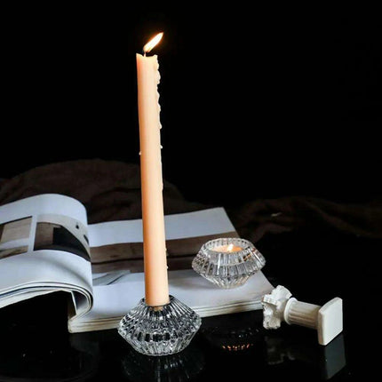 Elegant Double-Faced Glass Candle Holder for Home and Event Decor - Très Elite