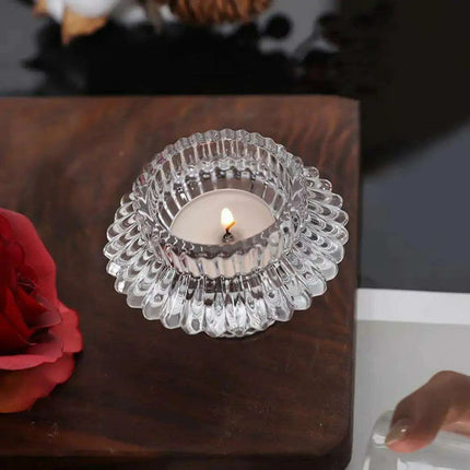 Elegant Double-Faced Glass Candle Holder for Home and Event Decor - Très Elite