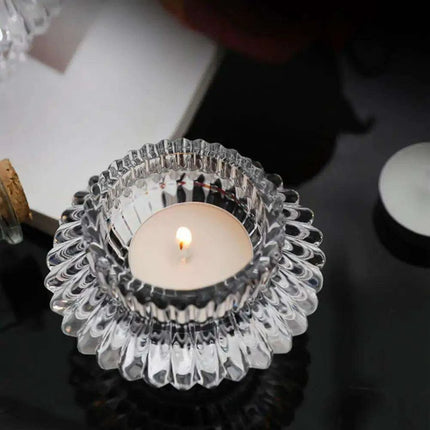 Elegant Double-Faced Glass Candle Holder for Home and Event Decor - Très Elite