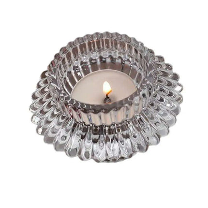 Elegant Double-Faced Glass Candle Holder for Home and Event Decor.