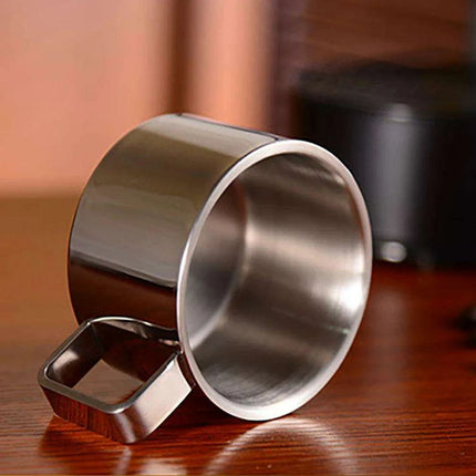 Elegant Double-Walled Stainless Steel Coffee Cup Set with Saucer and Spoon - Perfect Gift for Coffee Lovers - Très Elite