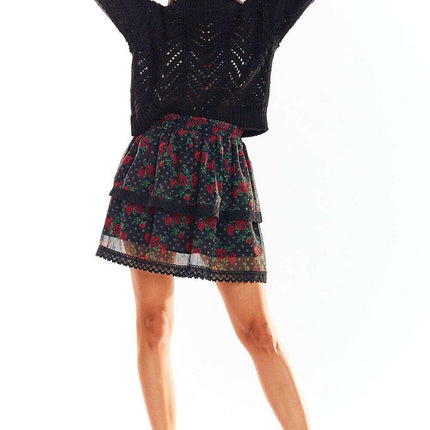 Elegant Dual-Layer Lace Mini Skirt with Stretchy Waistband - Très Elite